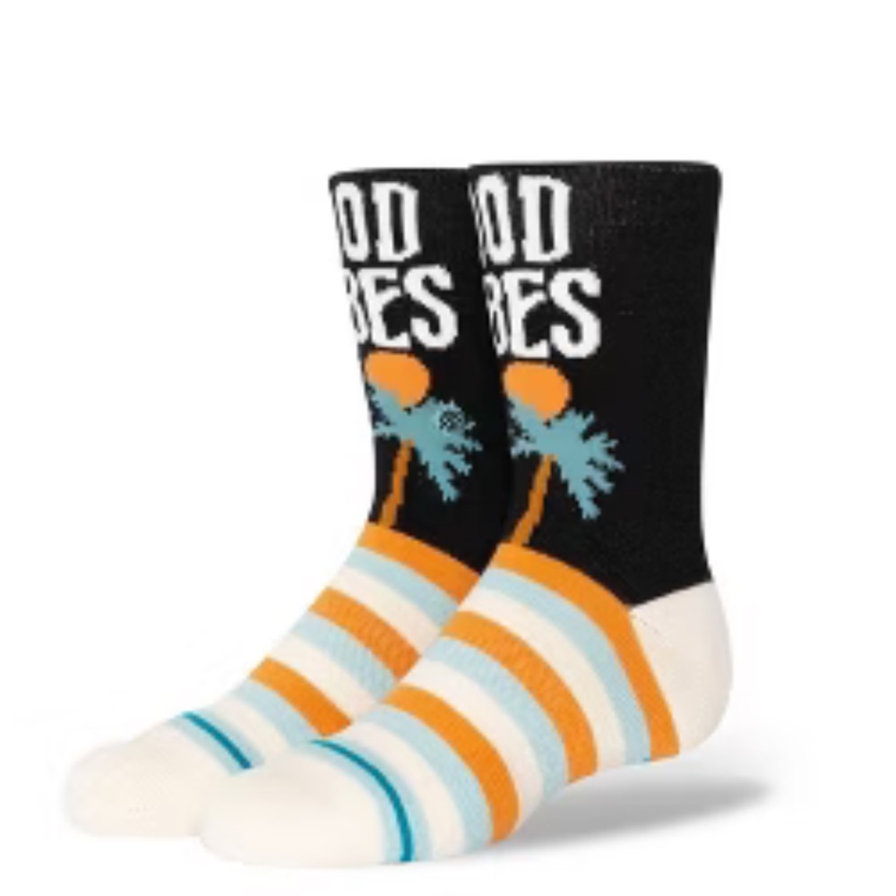Stance Good Vibes Casual Socks - Black, Orange, Blue youth Large